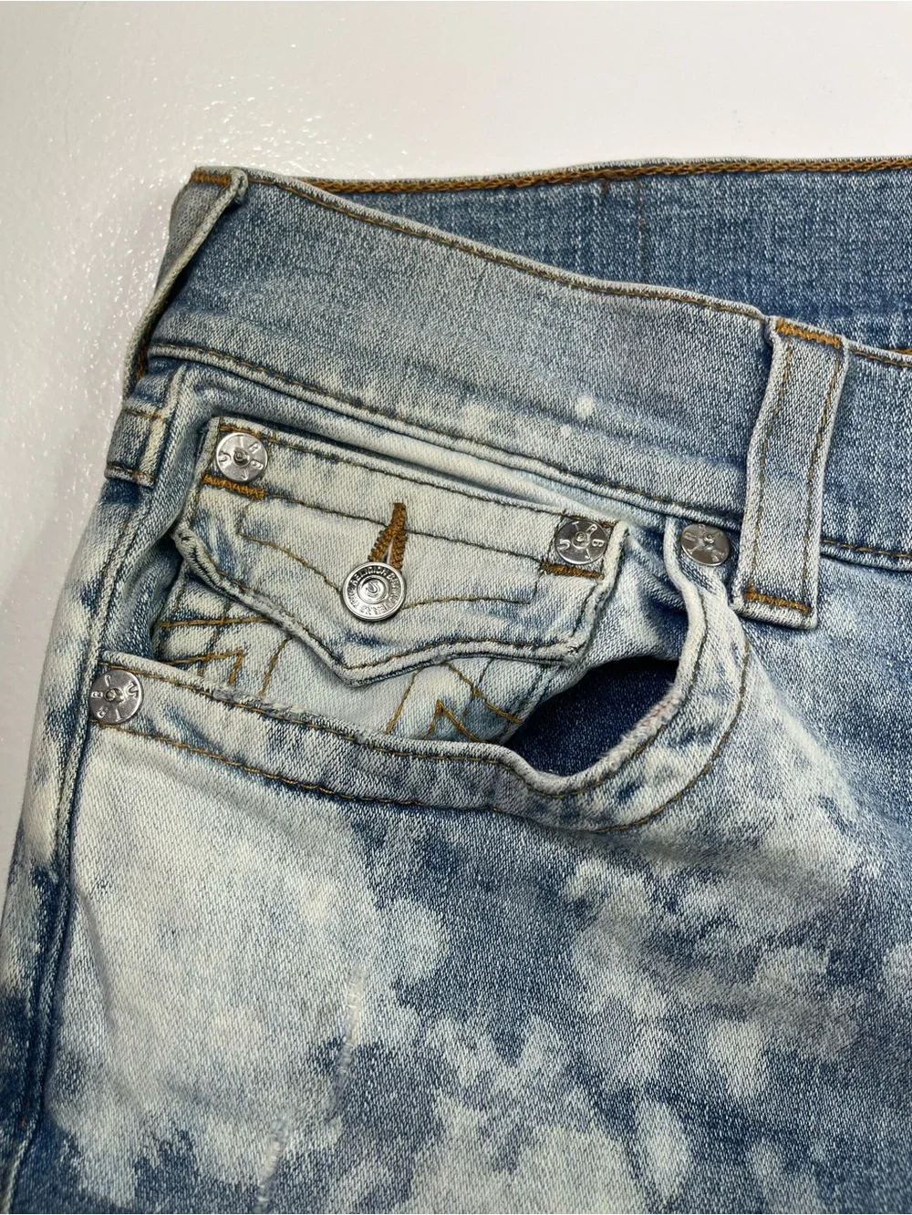True Religion Section Straight Bleach Splatter Jeans Size 32